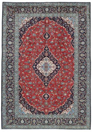 Keshan Teppich Handgeknüpft 223X315 Dunkelgrau/Dunkelrot Persien