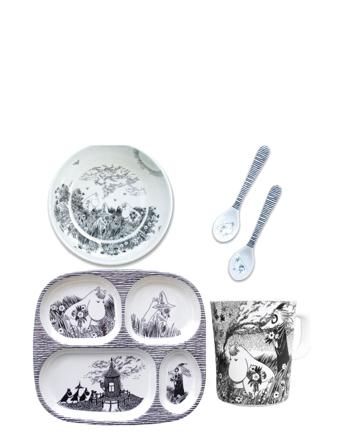 Moomin Graphic, Giftset, 5 Pcs Home Meal Time Dinner Sets Sort Rätt Start