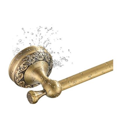 Antik Handduksstång, Badrumstillbehör i Mässing med Anti-Fall Design för Säker Upphängning, Massiv Mässing Vintage Väggfäste