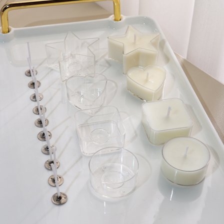 40 kpl DIY-kynttiläpurkkeja ja 40 sydäntä kynttilänvalmistukseen, taiteeseen ja askarteluun (Pyöreä*10, Sydämenmuotoinen*10, Neliö*10, 