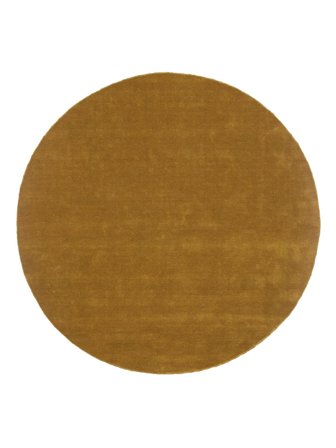 Handloom Premium Ø 200 Guld Enkeltfarvet Rundt Uldtæppe