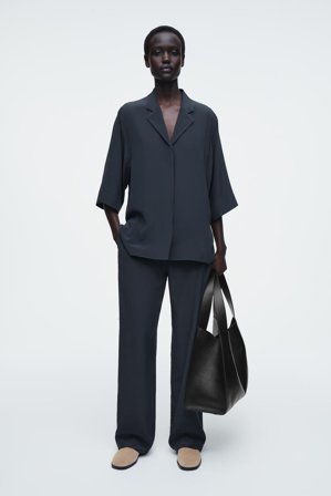 COS Camp-Collar Silk Shirt in Blue - Women