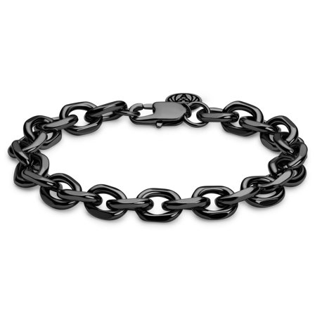 Essentials | 10 mm Gunmetal Black Cable Chain Bracelet for Men - Steel bracelets