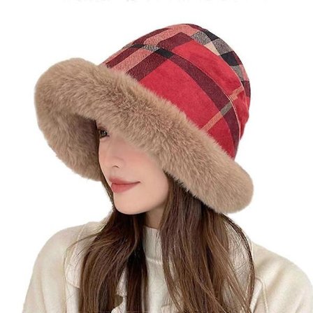 Lady Plush Fuzzy Cloche-hatt Vinter Pelsaktig Pelsbøtte Fluffy Dame Varm Fleece Floppy Brim Lue