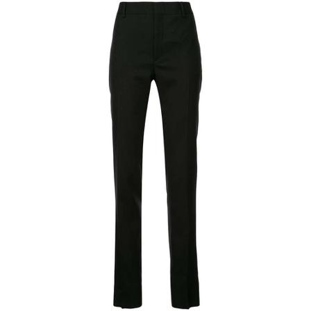 Saint Laurent, Pleat-Front Trousers Zwart, Dames, Maat:L,wol