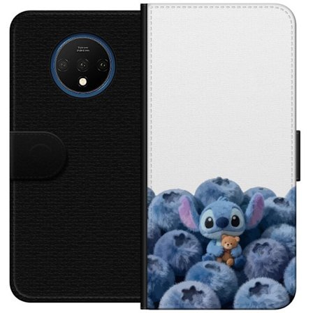 Kompatibelt Lommeboketui til OnePlus OnePlus 7T Søt blå karakter blant blåbær med bamse i mykt og lekent illustrasjon
