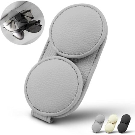 Solglasögonhållare i läder för bilens solskydd, uppgraderad N