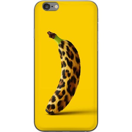 Kompatibelt Mobildeksel til Apple Apple iPhone 6 Plus Banan med leopardmønster mot gult bakgrunn i en kreativ og leken design