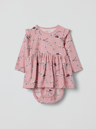 Polarn O. Pyret - bodysuit dress with cherry blossom print - 74 - Childrenswear - pink