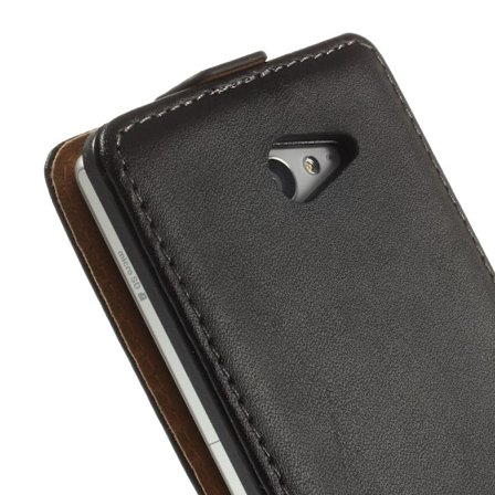 Winther (Svart) Sony Xperia M2 Äkta Läder Flip-Fodral