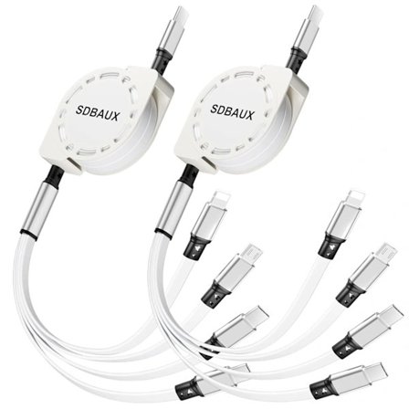2025 Seneste Model Multi Ladekabel, USB C til 4 i 1 Udtrækkelig iP/Micro/Dobbelt Type C Port Hurtigladerledning til iPhone 16 15 14 13 12 P