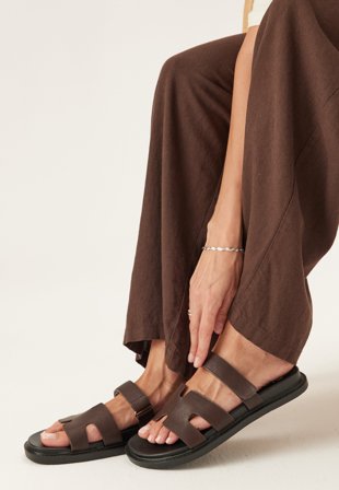 Bianco - Biaoslo Velcro Slide Faux Leather - Brown