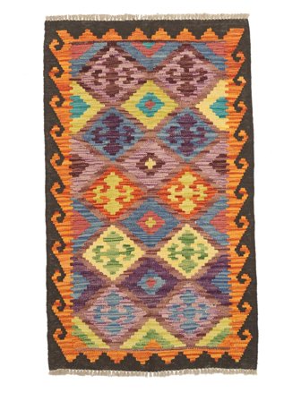 Dywan Kilim Afgan Old Style 74X125 Ciemnoczerwony/Czarny (Wełna, Afganistan)