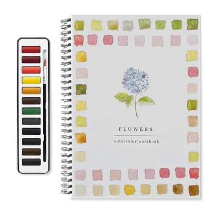 Akvarell arbeidsbok 12 farger Fugler Blomster Dyr Barn Akvarell Malingsbok Kunst Håndverk Maling