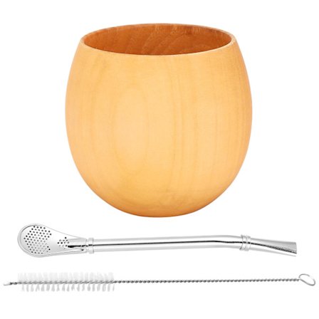 Træ Yerba Mate Tesæt Håndlavet Naturtræ Kaffe Vand Mate Kop Med Ske Strå Bombilla Bru