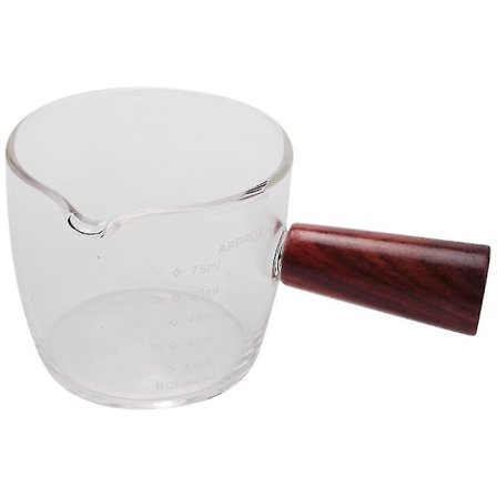 75 ml Glass Målebeger Espresso Shot Pitcher med Enkelt Tute og Trehåndtak