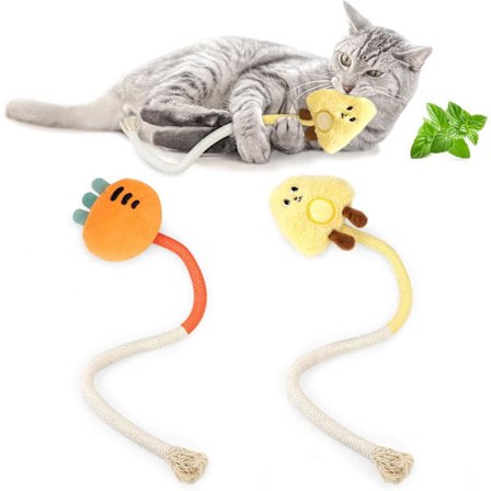 2-pak tyggelegetøj til katte, tygge- og bideresistent, med katteurt, til indendørs katte, sikker tandbørstning, killingelegetøj 50 cm, alle racer