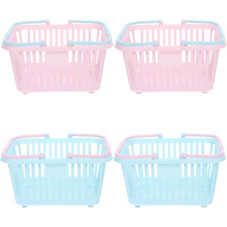 4 Stykker Mini Indkøbskurv Legetøj - Plastik med Håndtag - Til Børns Lader Som Om Leg