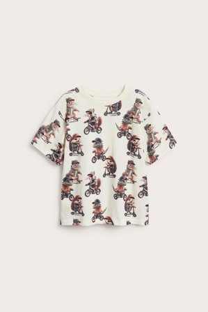 Kappahl | T-shirt we wzory Offwhite 134/140 | Offwhite