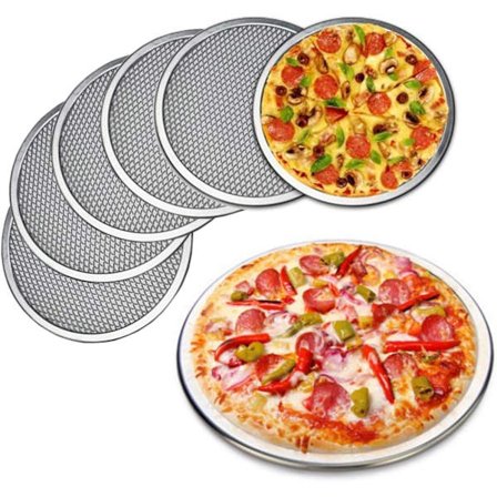 6-pakker Pizzaform i aluminiumslegering med huller, 6 tommer kommerciel pizza-/bageplade til ovn, rund pizzabund til hjemmet