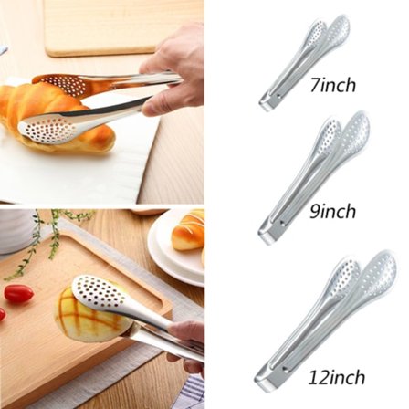 BBQ-klämma för mat i rostfritt stål, bröd, grillbiff, ångad bulle, matklämma, hushållskök, anti-skållning (FMY)