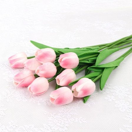 Kunstige Silke Tulipaner LYSERØD