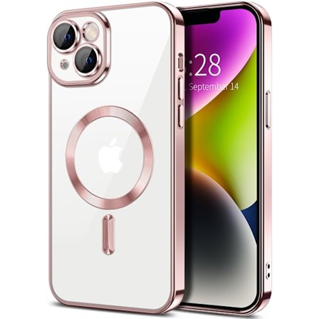 iPhone 14 Cover – Metallic Cover med Magnetisk Kompatibilitet, Slankt Design - Rosa