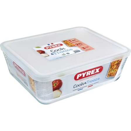 Pyrex Cook & Freeze matboks/ovnsform med lokk, 4,2 liter