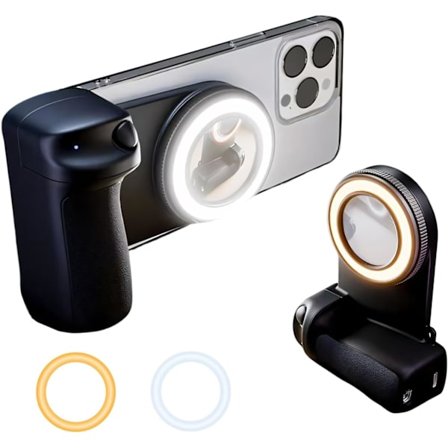 Magnetisk Selfie Ring Light, Oppladbart LED Fyllys med Speil for iPhone, Trådløs Bluetooth Fjernkontroll for Video Vlog Fotografering