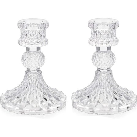 Glass Lysestake, Transparent Lysestaker for Koniske Lys, Krystallglass Lysestake for Bryllup, Hjem, Festdekorasjon [BR]