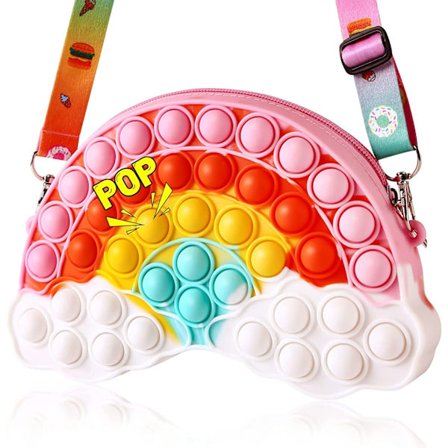 Tilbake til skolen gaver Ryggsekk Veske for jenter - Student Skoleutstyr Veske Skulderveske med Pop, Søt Regnbue Messenger Bag Jenter Leke