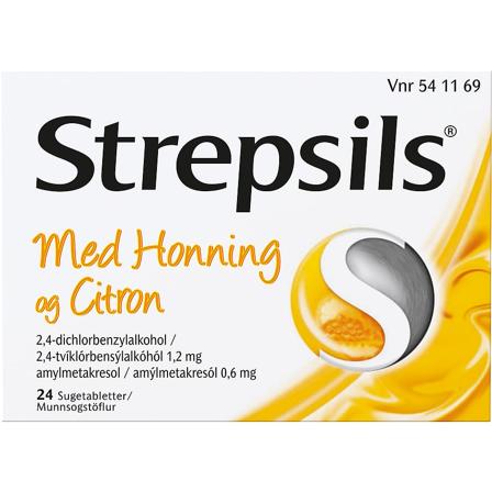 Strepsils Honning og Citron, sugetabletter 24 tabl., Medicin & Pleje, Håndkøbsmedicin, Forkølelse