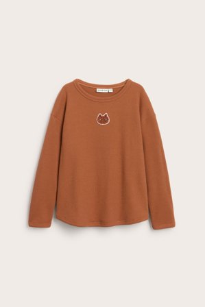 Kappahl | Pitkähihainen t-paita brodeerauksella | Ruskea