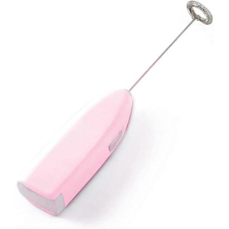 Elektrisk mælkeskummer - Med piskeris, mixer og mini-håndtag - Praktisk og holdbart design - Til kaffe og cappuccino (1 stk., pink) ZeGoods