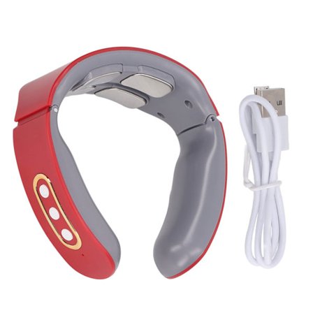 Elektrisk pulshalsmassage med värme 6 lägen 9 nivåer 4 kuddar sladdlös nackmassage röd