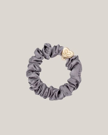 ByEloise GOLD HEART SILK SCRUNCHIE GREY Gris Accessoires Fille - Kids Brand Store