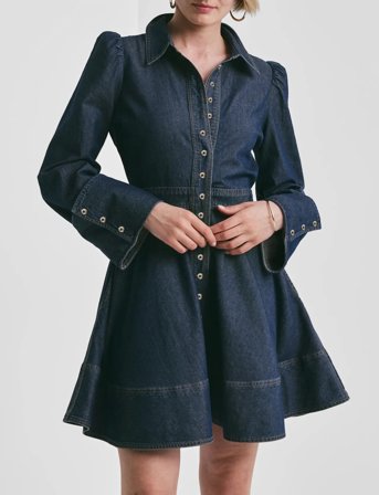 by Ti Mo Denim Mini Dress - Blue - M