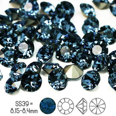 Preciosa chatons, SS39 (ca 8mm), Montana, 4st blå