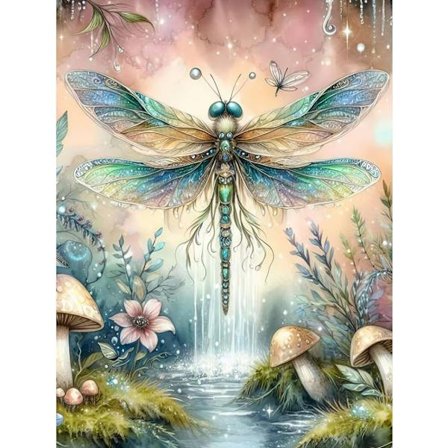Diamond Painting Kits til voksne, 5D DIY Diamond Art Kits til begyndere, Full Drill Diamond Painting Kits til boligindretning, Dragonfly, 30*40cm/12*