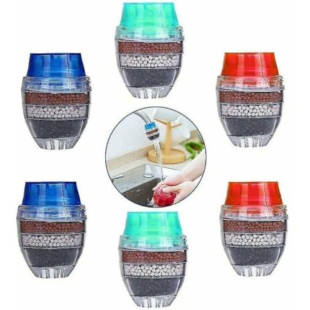 6 stk. Rundt køkkenhane Aktivt kulfilter Hane Vandfilter 5 lag Hjem Rensede Hane