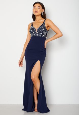 Bubbleroom Occasion Ivy Embellished Gown Navy Klær