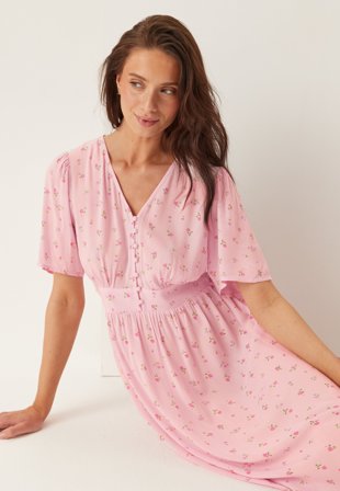 Pieces - Tala SS Midi Dress - Roseate Spoonbill AOP:FLOWER