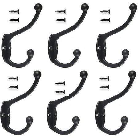 Antique Hooks, 6 Pieces Retro Coat Hooks, Vintage Hooks, Towel Hooks Clothes Hooks Hat Hooks For Bathroom Kitchen Coat Hooks (black)