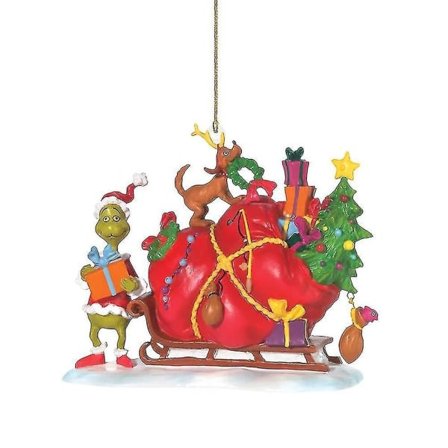 Julegranspyd med Grinch-figur - Merry Christmas - Hengende pynt