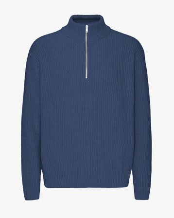 Merino Quarter Zip - Petrol Blue