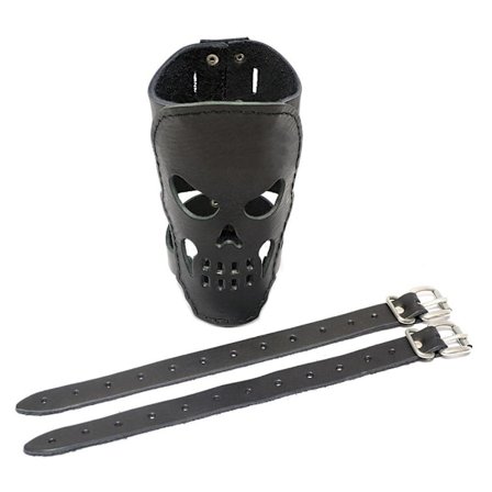 MOTORCYKEL MC ANPASSAD ÄKTA LÄDER KOPP DRYCK BURK FLASKHÅLLARE MED DÖDSKALLE G.