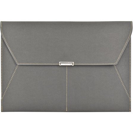 Grå Dokumentmapp Dokumenthållare Organizer Vattentät Portfölj Lädermapp med 3 Fickor Arkiveringskuvert för A4-papper med Snäpp