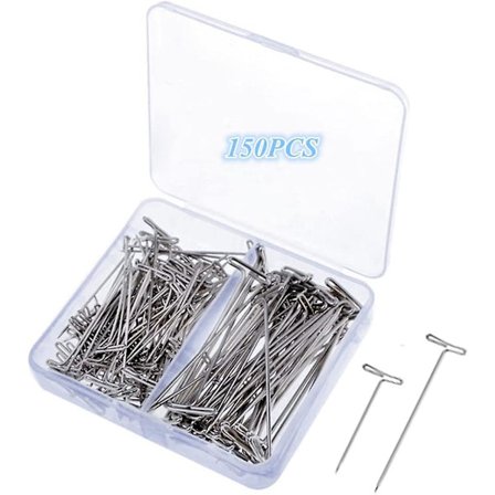 150 stk T-nåler for blokkering av strikking, modellering og håndverk - rustfritt stål med oppbevaringsboks