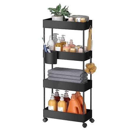 Rolling Storage Cart with Multiple Shelves, Movable Slim Storage Rack for Kitchen, Bathroom, Living Room - Space Saving