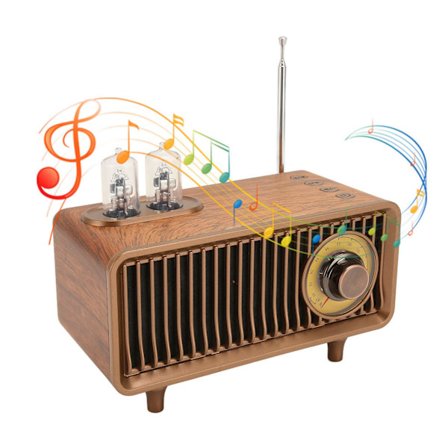 Mini trä FM Stereo Sound Radio Vintage Imitation Wood Grain Bärbar Bluetooth Högtalare